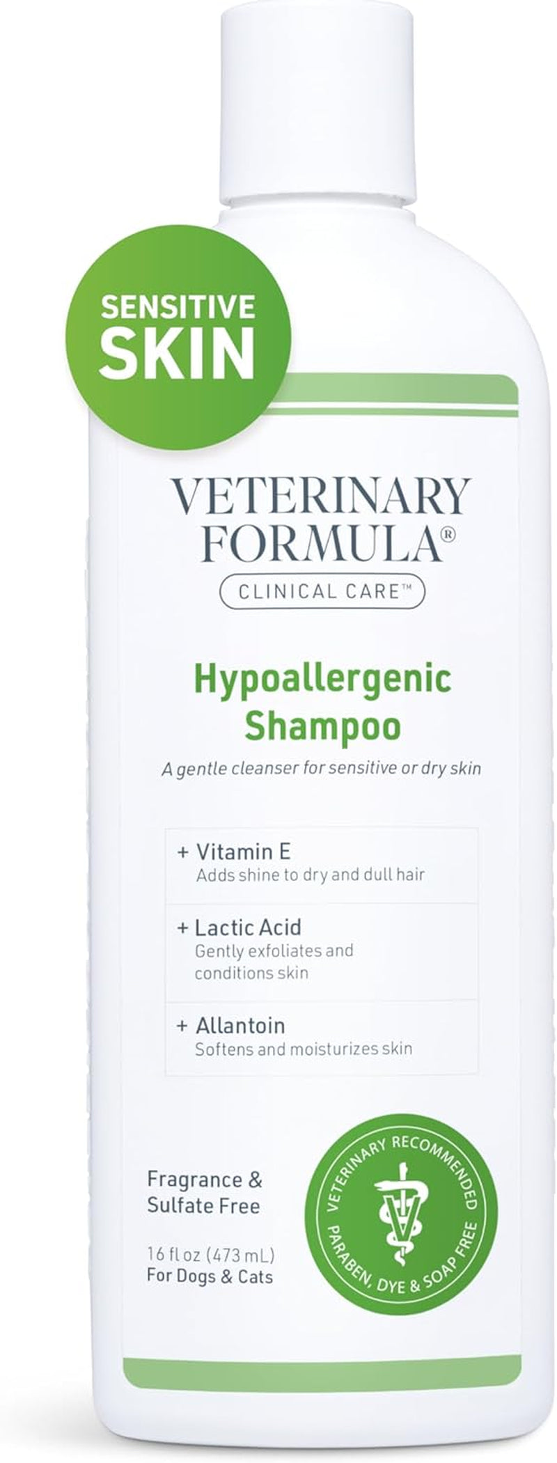 Clinical Care Hypoallergenic Shampoo for Dogs and Cats – Fragrance-Free Pet Shampoo for Allergies and Sensitive Skin, Promotes Healthy Skin and Coat