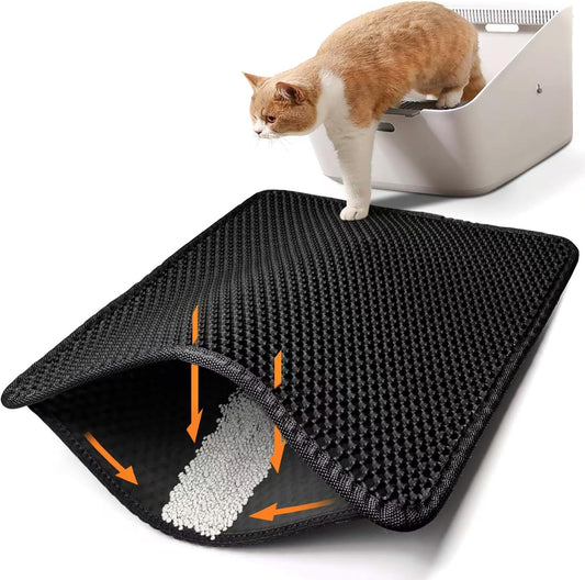 Cat Litter Trapping Mat, Honeycomb Double Layer Design, Urine and Water Proof Material, Easier to Clean,Washable