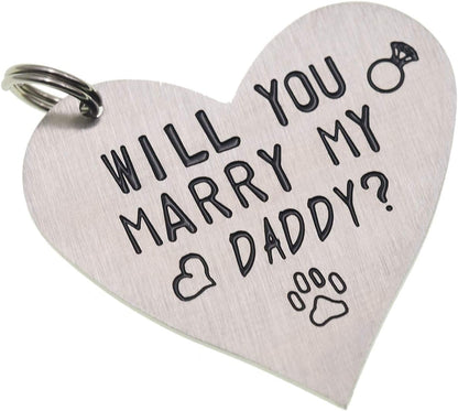 Funny Pet Tag Will You Marry My Daddy Mom Funny Dog Tag Stainless Steel Cute Dog Collar Tag