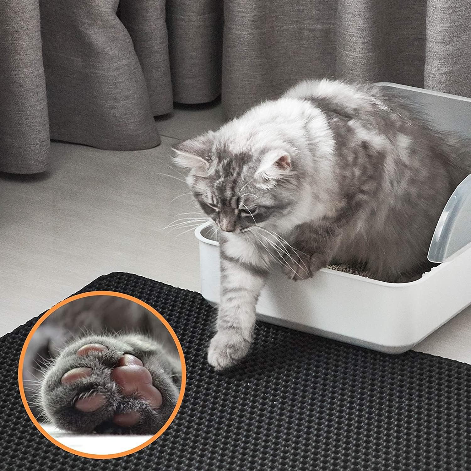 Cat Litter Trapping Mat, Honeycomb Double Layer Design, Urine and Water Proof Material, Easier to Clean,Washable