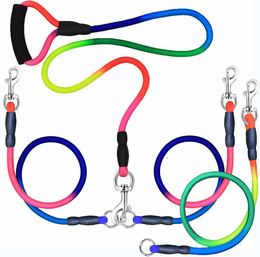 Heavy Duty 3 Dog Leash,3 Way Dog Leash No Tangle,Multiple Dog Leash Detachable 360° Swivel with Soft Padded Handle,For Walking and Training Two/Three Dog Leash