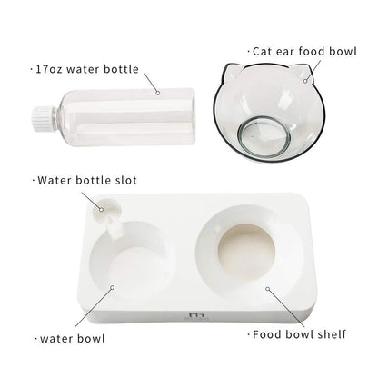 Tilted Food Bowl with Feeding Mat for Food and Water