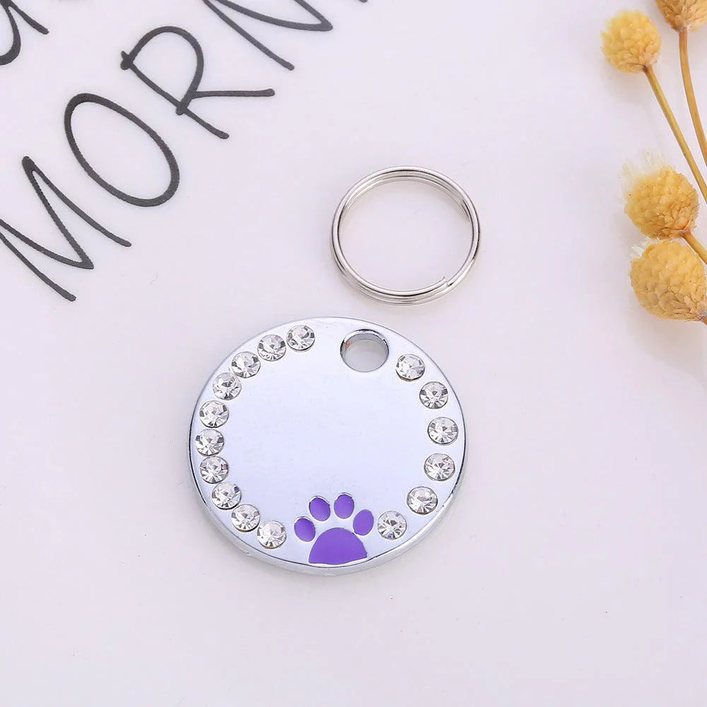 Personalized round Metal Dog Tag Keychain