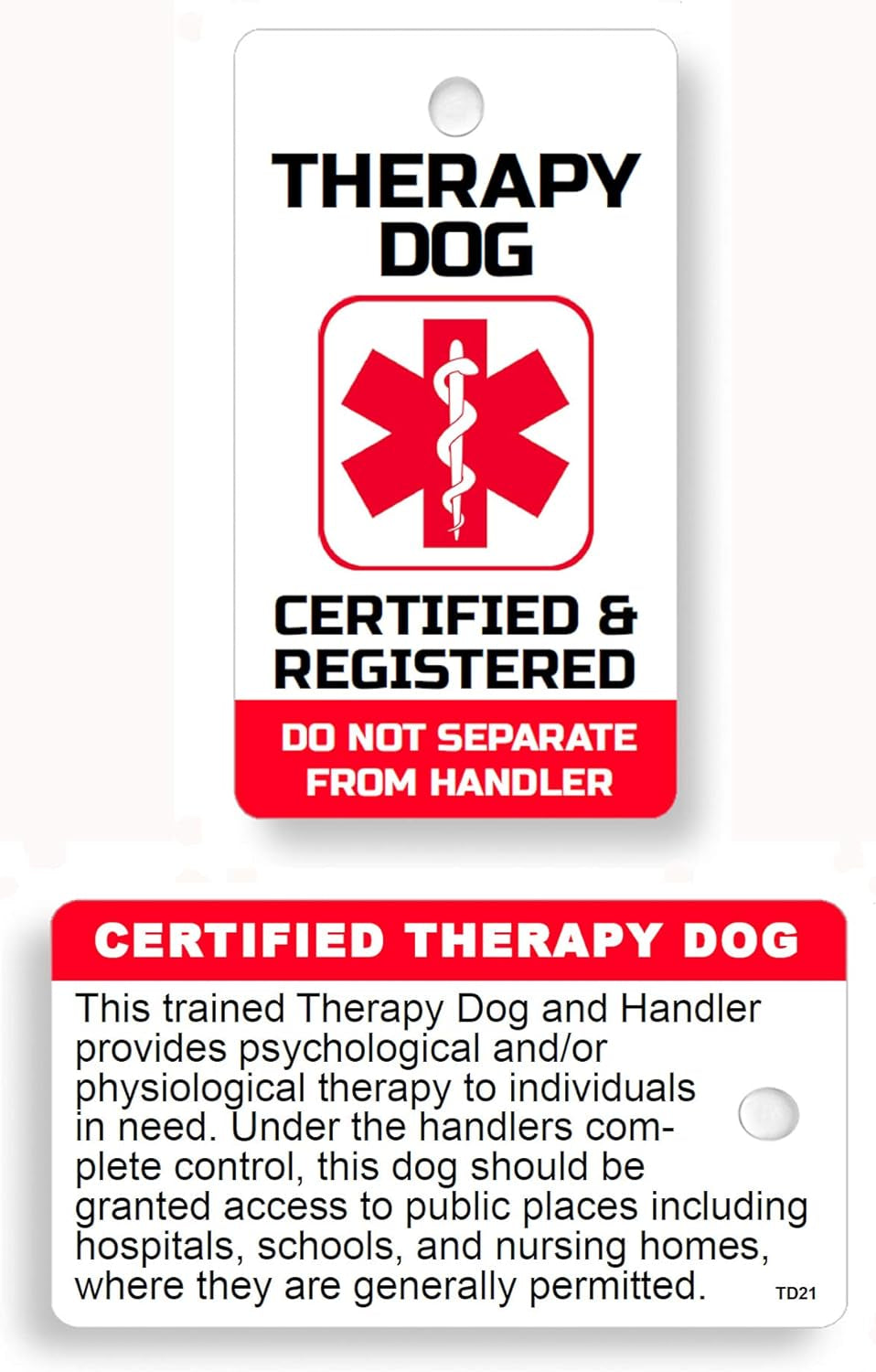 PVC Therapy Dog Key or Collar Tag for Your Therapy Dog (Therapy Dog TD21)