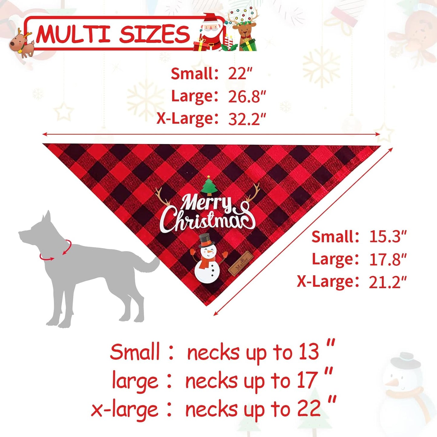 2 Pack Christmas Bandana for Dogs/Cats 