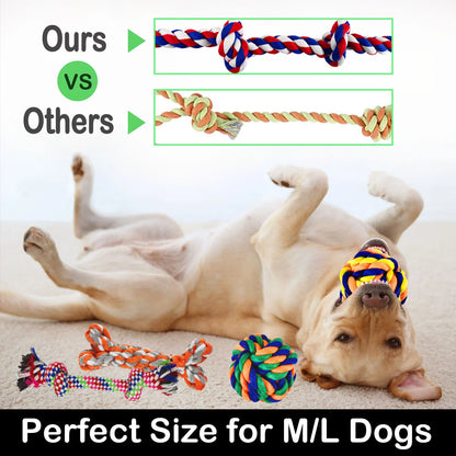 Tough Dog Rope Toys for Aggressive Chewers, 9 Pack 