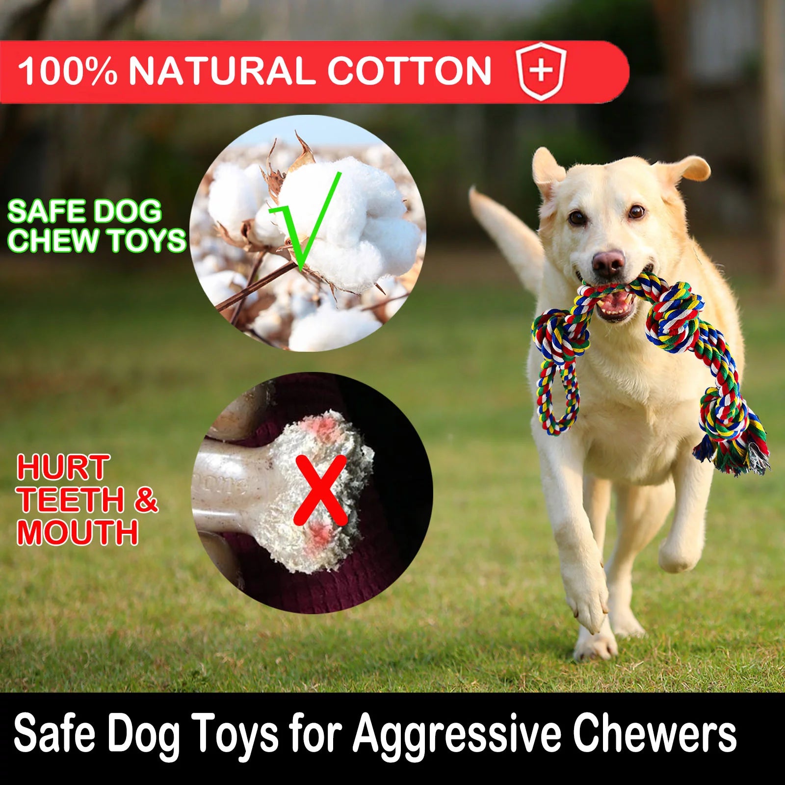 Tough Dog Rope Toys for Aggressive Chewers, 9 Pack 