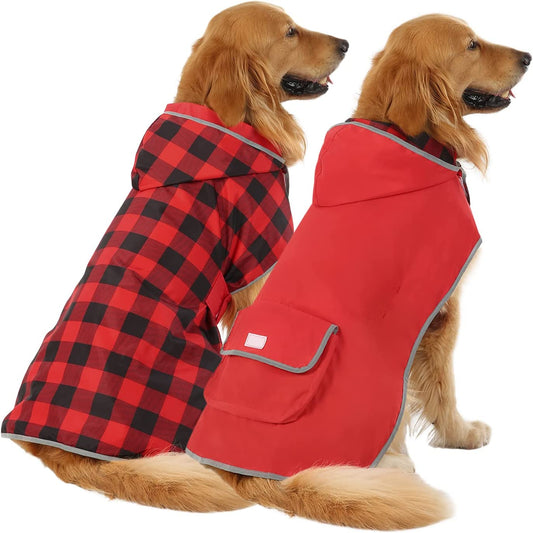 Reversible Dog Raincoat, Hooded Slicker Poncho 